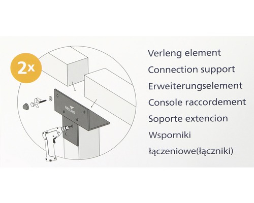 Illustration of a connection support with screws and drilling machine.