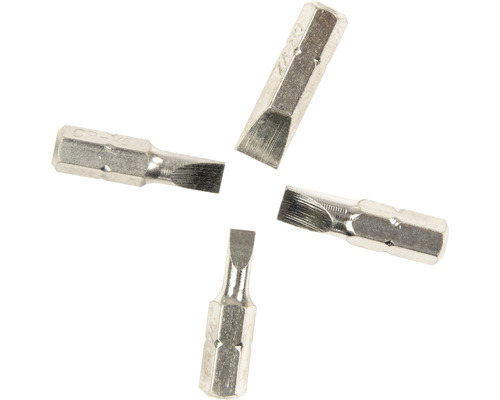 Vier Schlitzschrauberbits für Schraubendreher