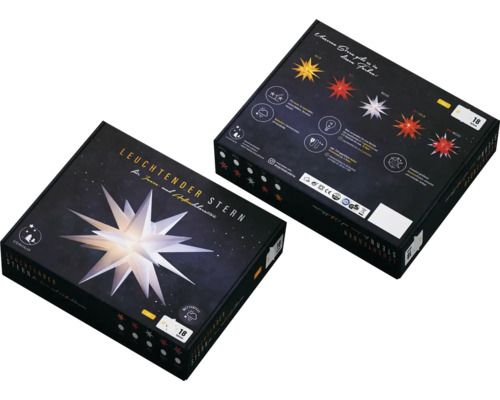 Leuchtender Stern zur Jahres- und Adventsdekoration in der Verpackung
