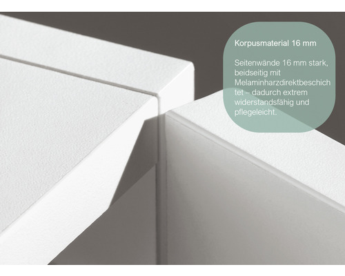 Detailaufnahme der 16 Millimeter dicken Korpusmaterialstärke