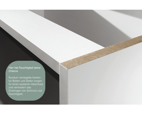 Feuchtigkeitsbeständige Kanten eines Möbelstücks