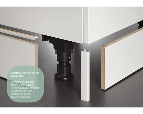 Küchensockelblende mit Sockelfuß und Montageprofil