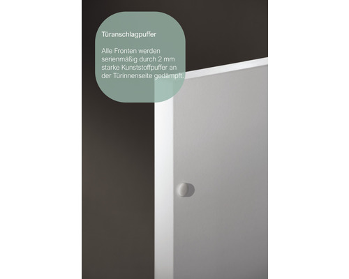 Tür mit Anschlagdämpfer aus Kunststoff, 2 mm stark