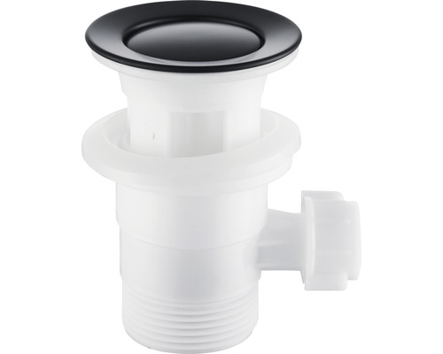 Waschbeckenablaufgarnitur mit schwarzem Ventilkegel