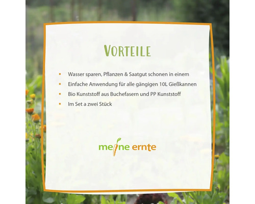 Informationstafel mit Vorteilen und meine ernte Logo
