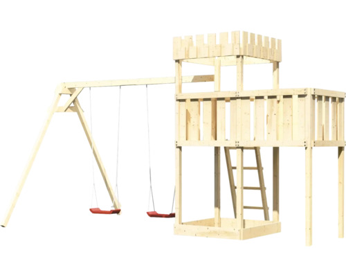 Spielturm mit Schaukel aus Holz für den Garten