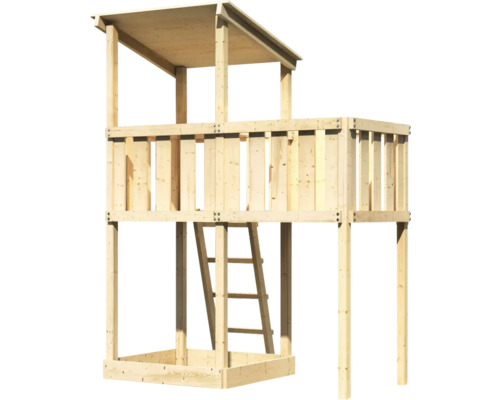 Holzspielhaus mit Dach, Plattform und Leiter für den Garten