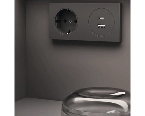 Steckdose mit USB Anschluss für die Wandmontage