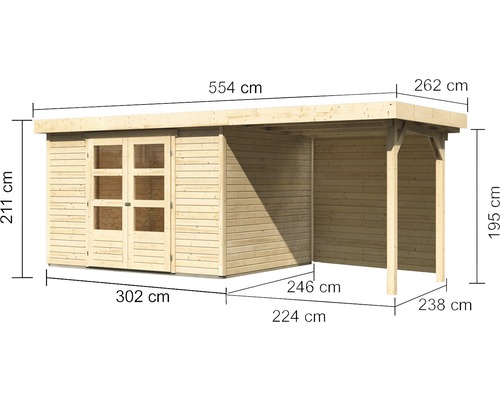 Holzgartenhaus mit Abmessungen