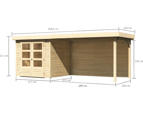 Holzgartenhaus mit Abmessungen