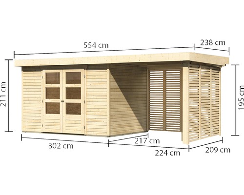 Holzgartenhaus mit Abmessungen