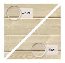Außen- und Innenansicht einer Holzwand