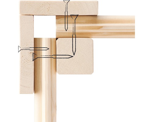 Holzrahmen-Ecke mit Schrauben