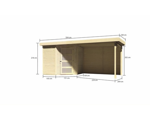Abmessungen des Holz Gartenhauses