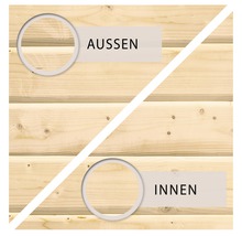 Holzwand zeigt Außen- und Innenbereich