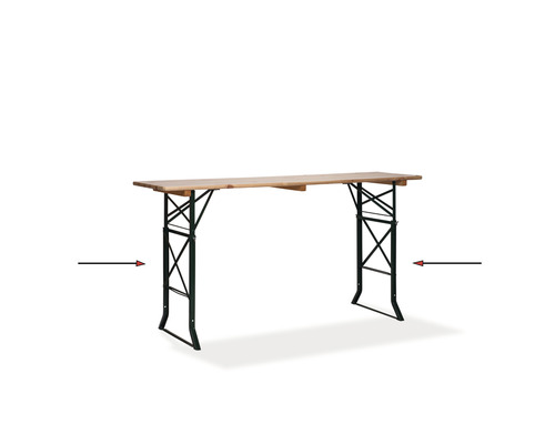 Biertisch mit klappbarem Metallgestell und Holzplatte