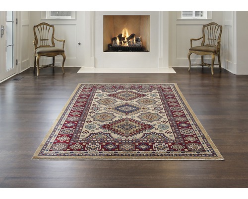 Wohnzimmer mit Teppich, Kamin und Stühlen für eine gemütliche Atmosphäre