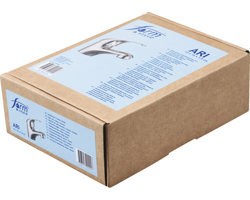 Verpackungskarton der Waschtischarmatur ARI von Form und Style