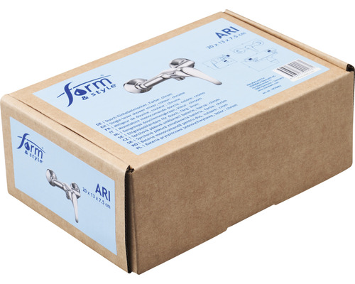 Verpackung einer Duscharmatur der Marke Form and Style