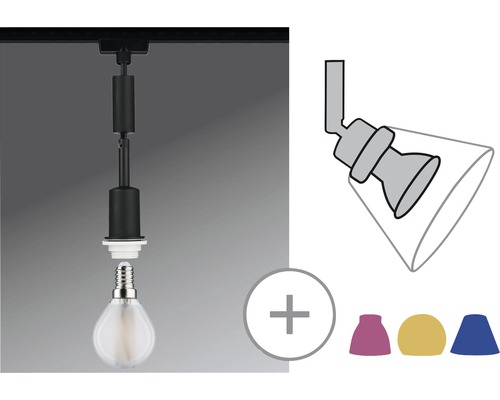 Strahler für Schienensystem mit austauschbaren Lampenschirmen