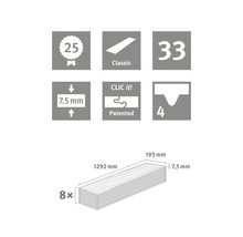 Vinylboden Calora grau Landhausdiele Klickverbindung 1292 x 193 x 7,5 mm
