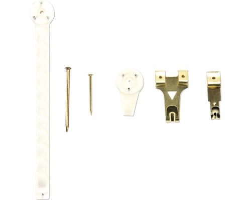 Verschiedene Bilderhaken und Nägel zur Wandbefestigung