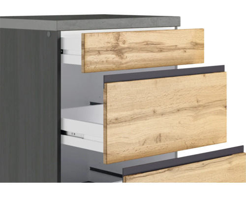 Waschbeckenunterschrank mit Auszügen in Holzoptik