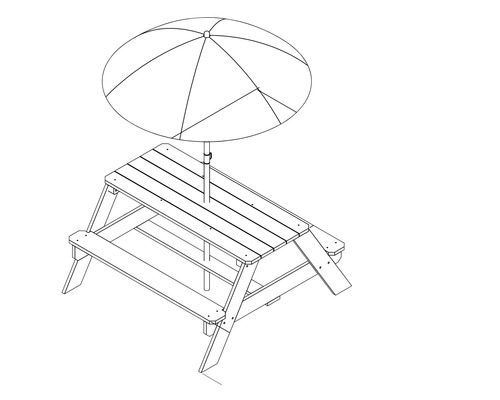 Kindersitzgruppe mit Sonnenschirm