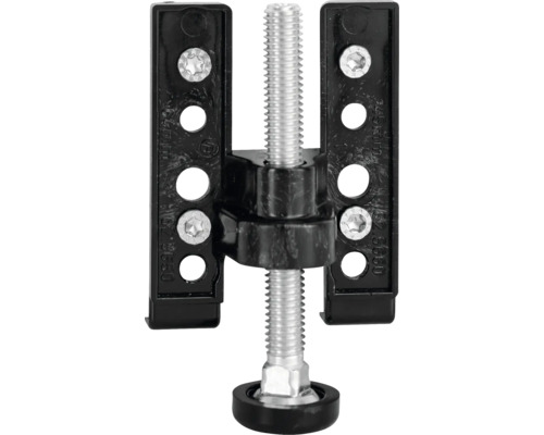 Höhenversteller für Möbel mit Gewindespindel und Befestigungslaschen