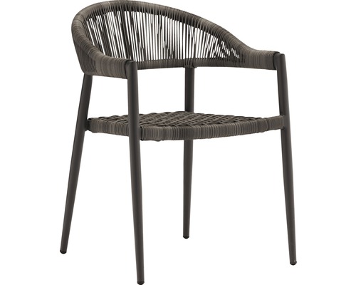 Gartenstuhl mit Armlehnen und geflochtener Sitzfläche
