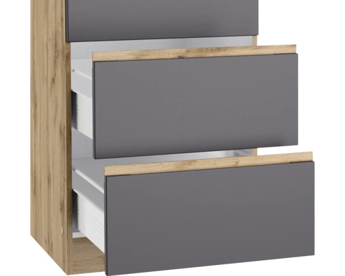 Badmöbel Waschtischunterschrank mit zwei Schubladen in Holzoptik