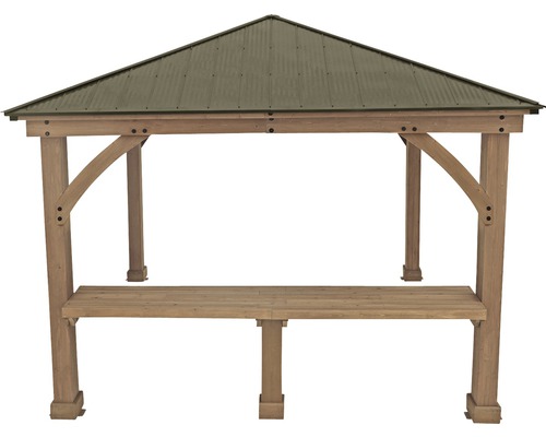 Freistehender Pavillon mit Metalldach und Holzbalken