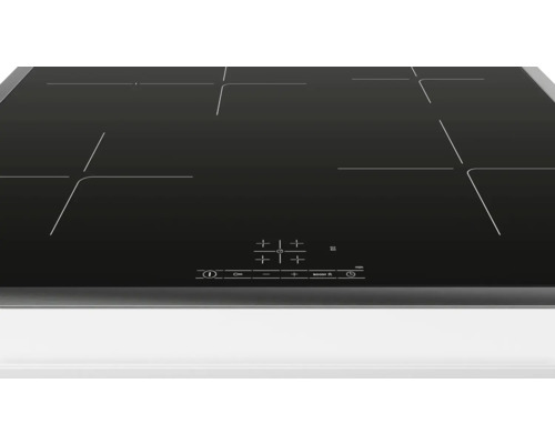 Schwarzes Induktionskochfeld mit vier Kochzonen und Touch-Bedienfeld