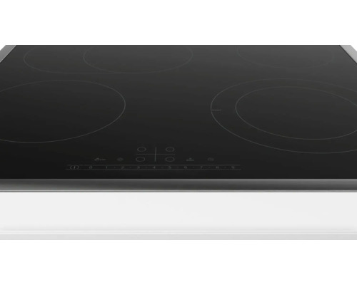 Glaskeramikkochfeld mit vier Kochzonen und Bedienfeld