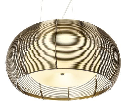 Hängeleuchte mit Metallgestell und runder Form