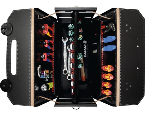 Geöffnete Werkzeugkiste mit Werkzeugen