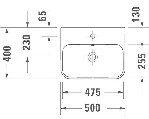 Skizze eines Waschtisches mit Maßangaben