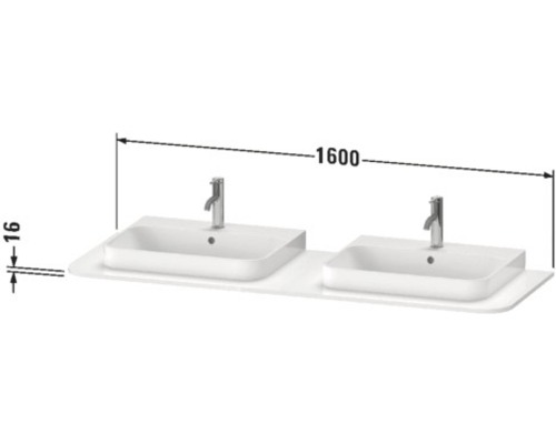 Waschtisch mit zwei Waschbecken und Armaturen, Gesamtbreite 1600 mm