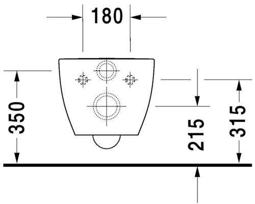 Technische Zeichnung eines Wand-WCs mit den Maßen 180, 350, 215 und 315 mm.
