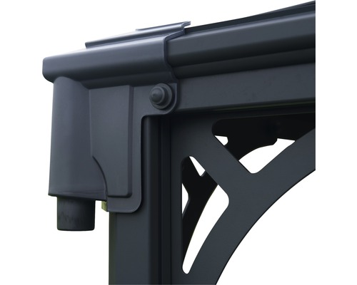 Detailansicht einer Regenrinne und eines dekorativen Elements eines Pavillons