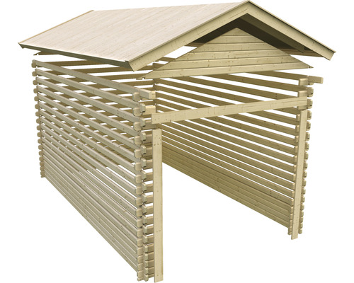 Holzgarage im Bau