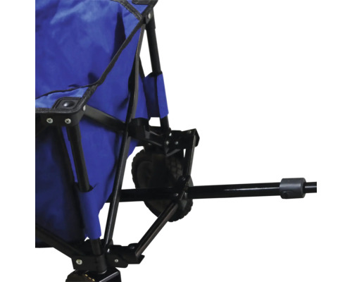 Detailansicht eines Bollerwagens mit Gestänge und Rad