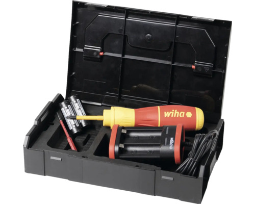 Wiha Elektriker Werkzeugkoffer mit Schraubendreher, Batterien und Ladegerät