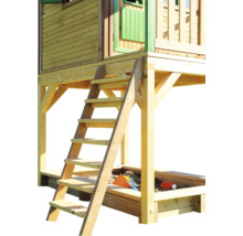 Spielhaus mit Sandkasten und Leiter aus Holz