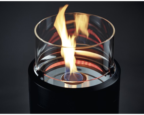 Tischkamin mit Glaszylinder und Flamme