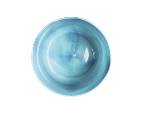 Blauer Blumentopf aus Kunststoff, Durchmesser circa 14 Zentimeter