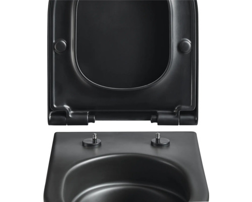 Schwarzer WC-Sitz mit Befestigung