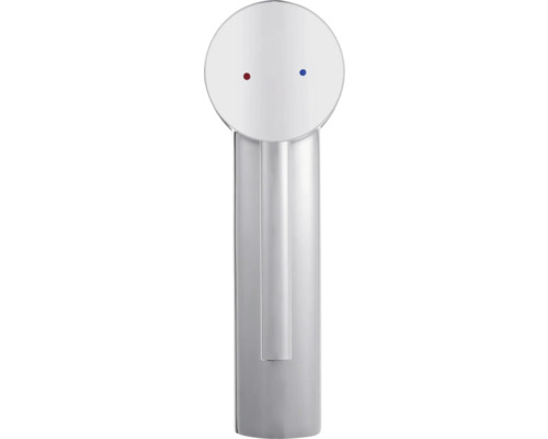 Chromfarbene Waschtischarmatur mit runder Form und Temperaturanzeige