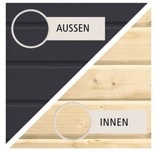 Außen- und Innenansicht von Holzpaneelen
