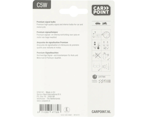 Carpoint C5W Premium Signallampen Verpackung für Auto und Motorrad